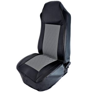 Gray Diamond Stitch Seat Cover w/ Leatherette Trim – Universal Fit