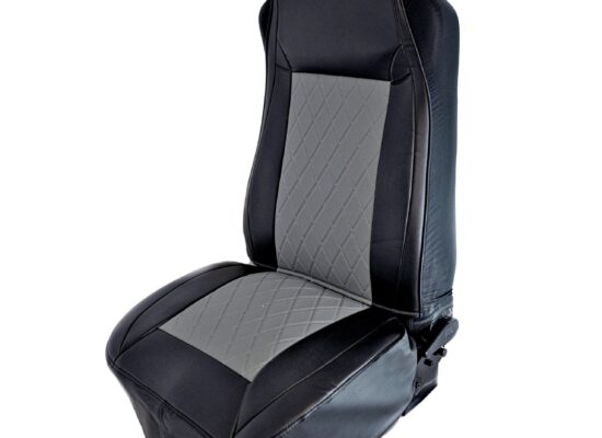 Gray Diamond Stitch Seat Cover w/ Leatherette Trim – Universal Fit