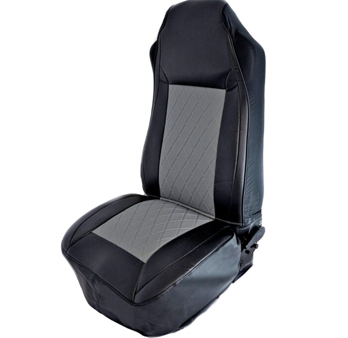 Gray Diamond Stitch Seat Cover w/ Leatherette Trim – Universal Fit