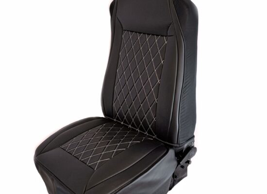 Black Diamond Stitch Seat Cover w/ Leatherette Trim – Universal Fit
