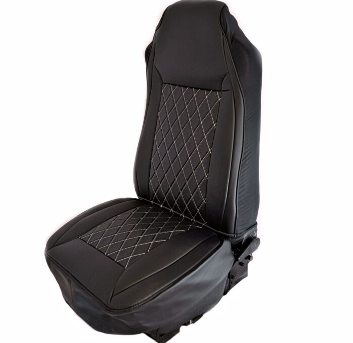 Black Diamond Stitch Seat Cover w/ Leatherette Trim – Universal Fit