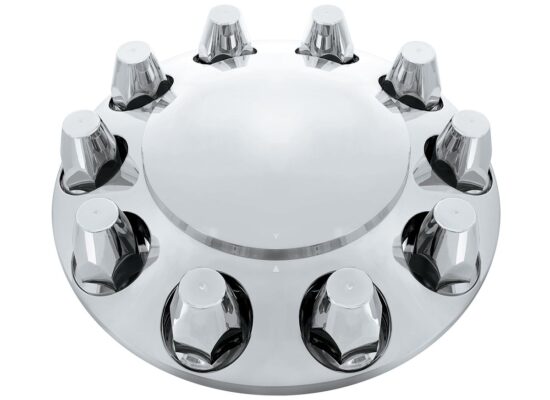 Round Front Axle Cover w/ (10) 33mm Screw-On Lug Nut Covers