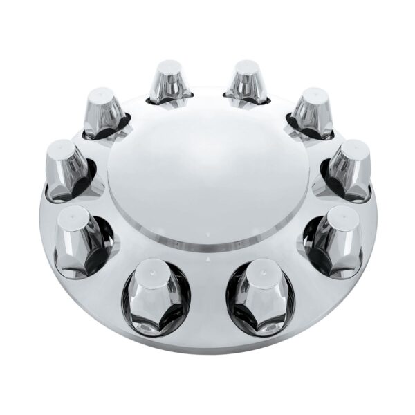 Round Front Axle Cover w/ (10) 33mm Screw-On Lug Nut Covers