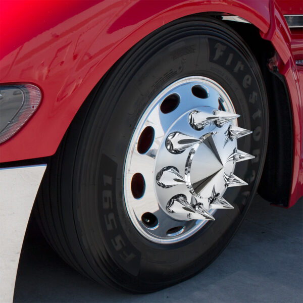 Pointed Front Axle Cover With 33mm Spike Thread-On Nut Covers - Chrome - Image 2