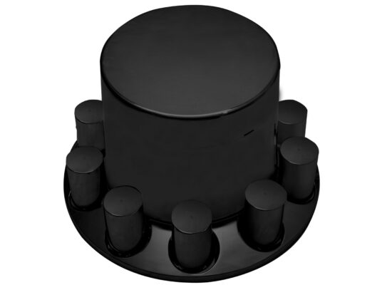 Flat Rear Axle Cover w/ (10) 33mm Screw-On Lug Nut Covers – Matte Black