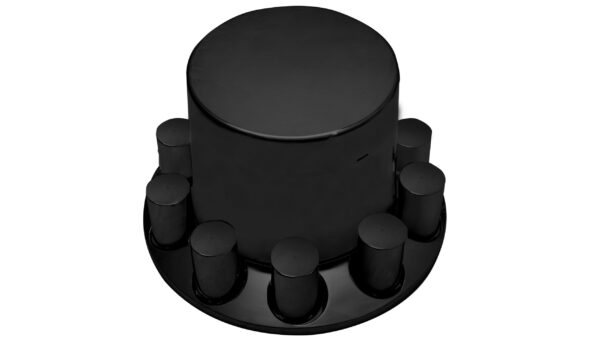 Flat Rear Axle Cover w/ (10) 33mm Screw-On Lug Nut Covers – Matte Black