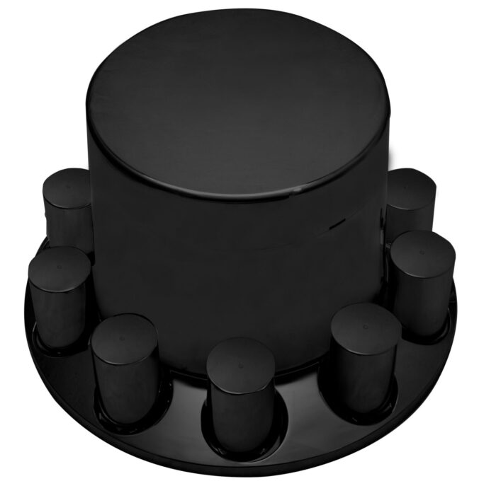 Flat Rear Axle Cover w/ (10) 33mm Screw-On Lug Nut Covers – Matte Black