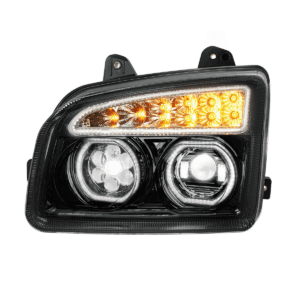 Kenworth T880 LED Headlight w/ Sequential Turn Signal – Black Passenger Side
