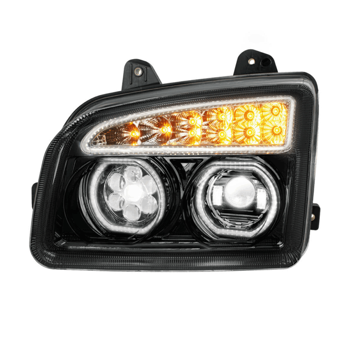 Kenworth T880 LED Headlight w/ Sequential Turn Signal – Black Passenger Side