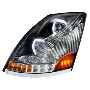 Volvo VN/VNL 2003–2017 LED Headlight w/ Halo & Sequential Turn Signal – Chrome Passenger Side