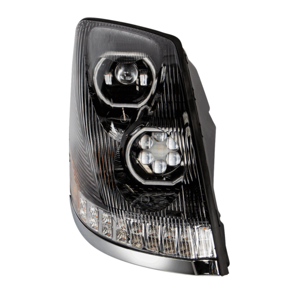 Volvo VN/VNL 2003–2017 LED Headlight w/ Halo & Sequential Turn Signal – Black Driver Side - Image 3