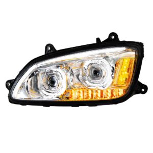 LED Headlight w/ Turn Signal & Light Bar Fits Kenworth T660 (2007–2017) Chrome - Passanger