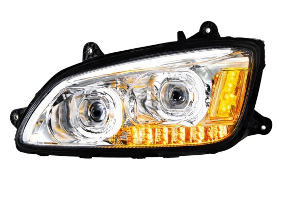 LED Headlight w/ Turn Signal & Light Bar Fits Kenworth T660 (2007–2017) Chrome – Passanger