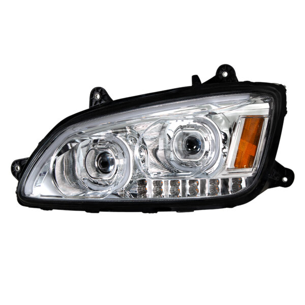 LED Headlight w/ Turn Signal & Light Bar Fits Kenworth T660 (2007–2017) Chrome - Driver - Image 3