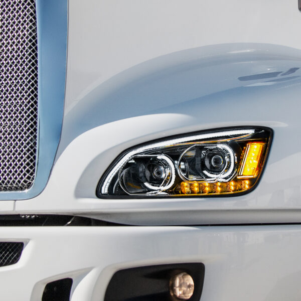 LED Headlight w/ Turn Signal & Light Bar Fits Kenworth T660 (2007–2017) Black- Driver - Image 2