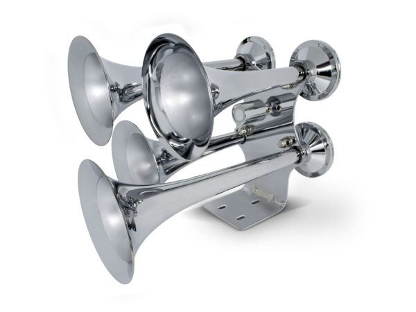 4 Trumpets Air Powered Train Horns – Chrome
