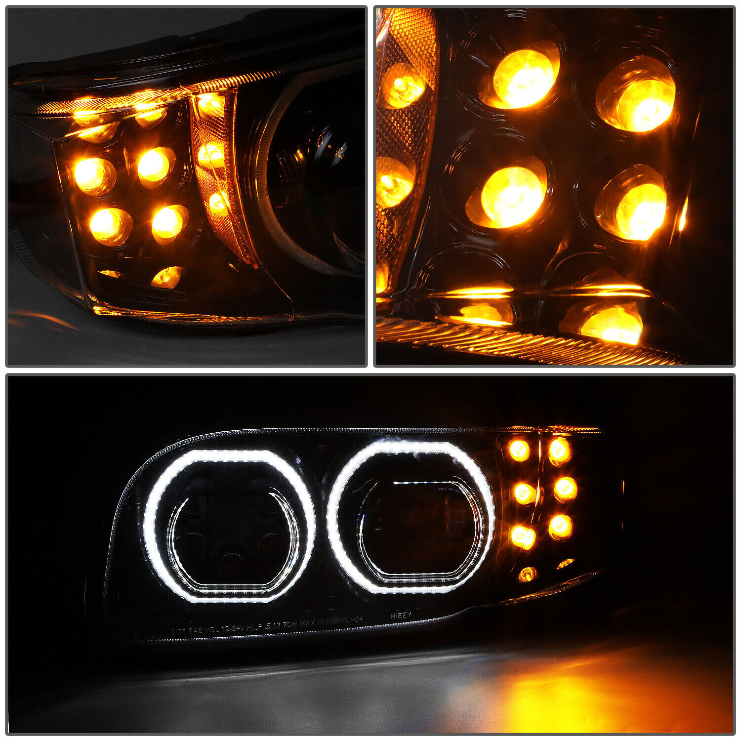 Peterbilt 388 389 Black LED Headlights with Halo Rings Driver - Image 3