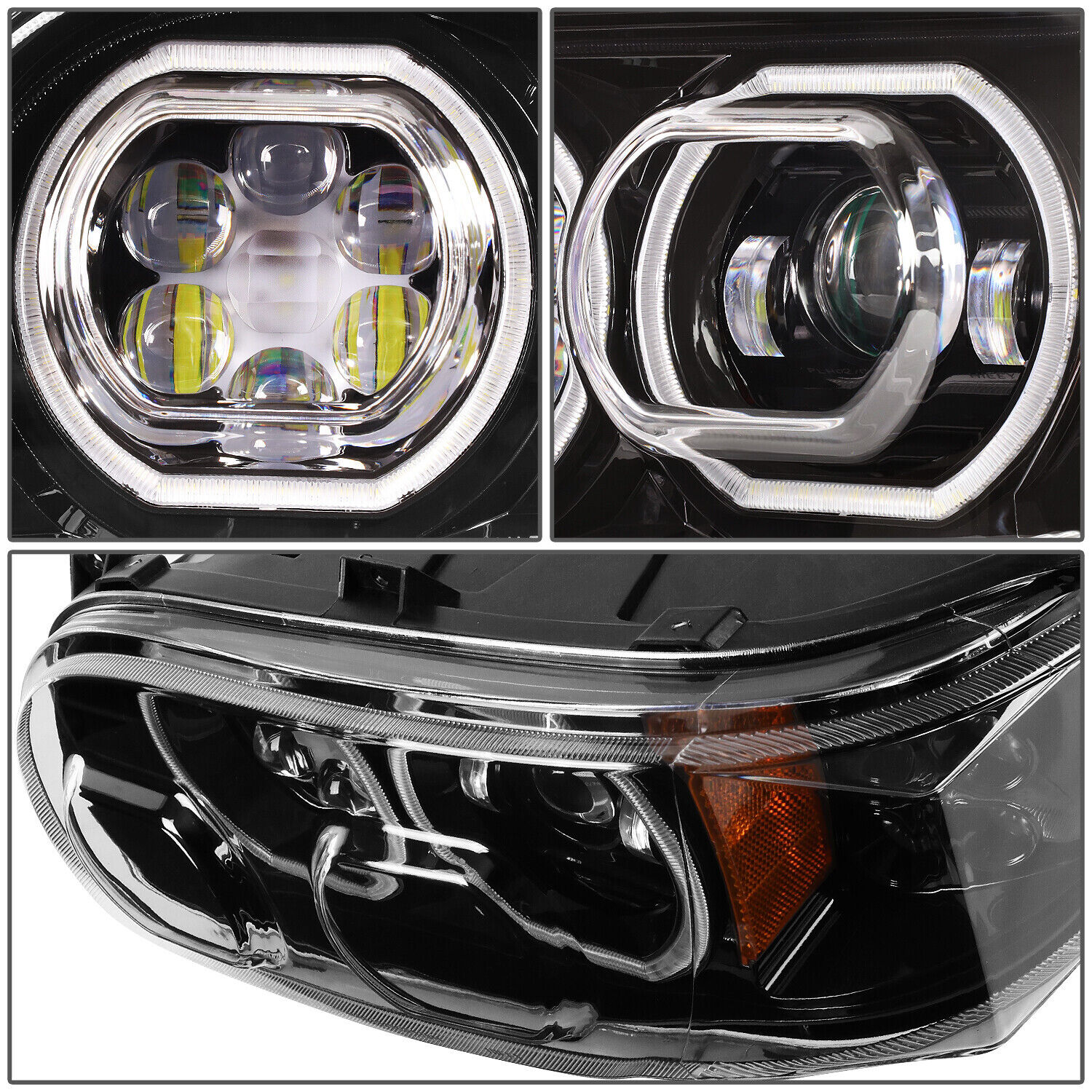 Peterbilt 388 389 Black LED Headlights with Halo Rings Driver - Image 2