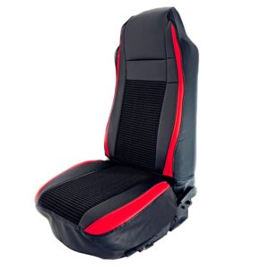 Universal Red Seat Cover – Pleated Fabric & Leatherette Trim
