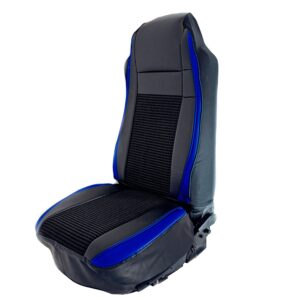 Universal Blue Seat Cover – Pleated Fabric & Leatherette Trim