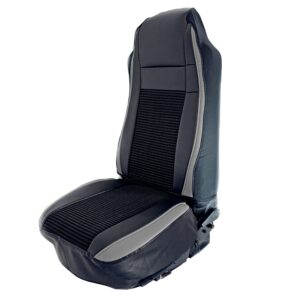 Universal Gray Seat Cover – Pleated Fabric & Leatherette Trim