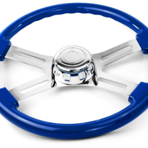 18” Chrome Spoke Blue Wood Steering Wheel