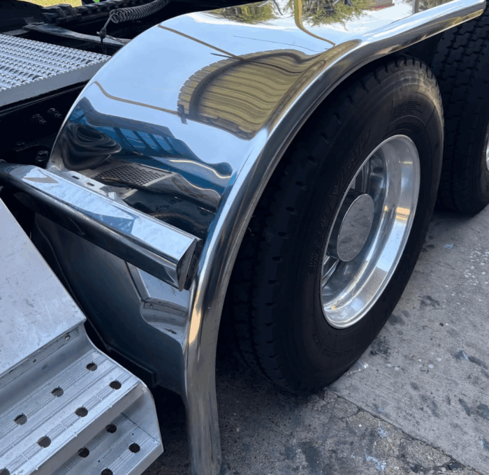 80″ Smooth Straight Drop Half Fenders Rolled Edge 14 Gauge Stainless Steel