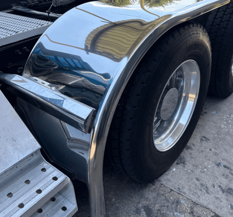 80″ Smooth Straight Drop Half Fenders Rolled Edge 14 Gauge Stainless Steel
