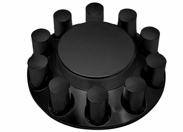 Flat Front Axle Cover w/ (10) 33mm Screw-On Lug Nut Covers – Matte Black