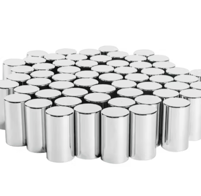 Chrome Plastic 33mm Cylinder Nut Cover 60 Pack