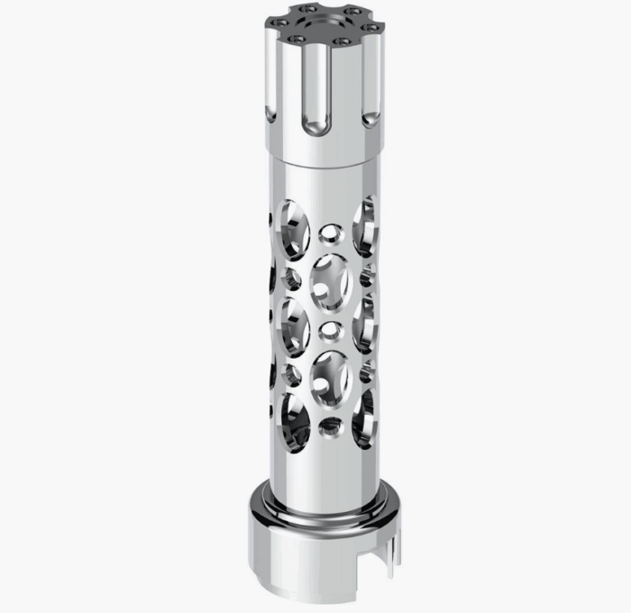 Austin Gun Cylinder Gearshift Knob – Chrome Vertical, 13/15/18 Speed Adapter