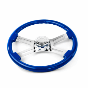18” Chrome Spoke Blue Wood Steering Wheel