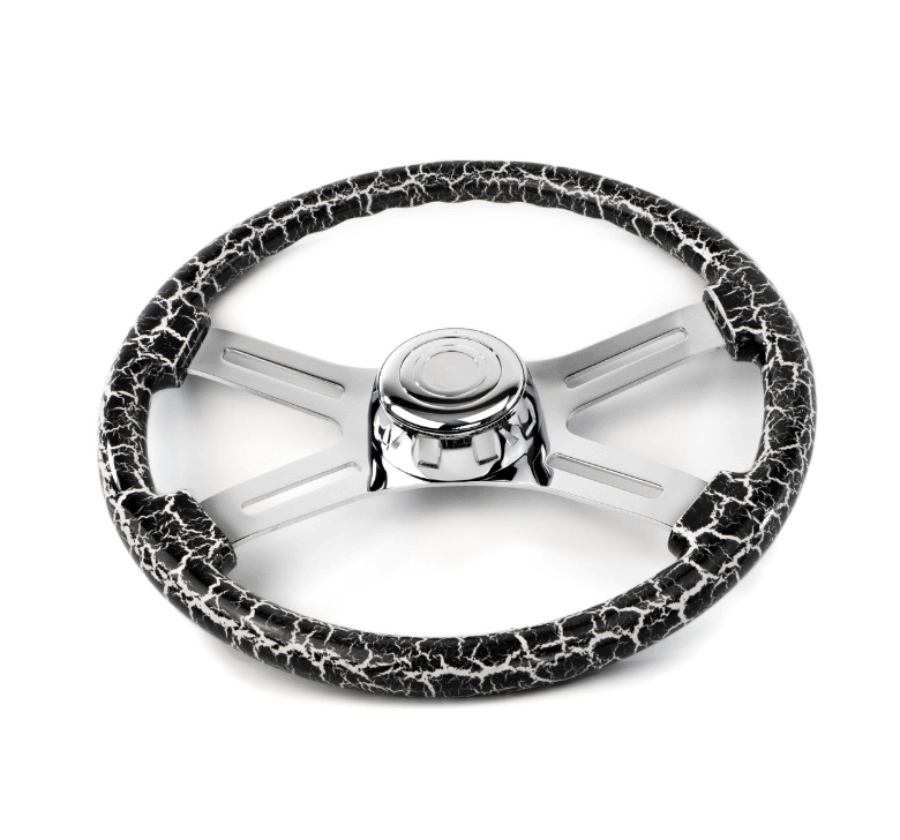 18″ White Lightning Design Wood Steering Wheel