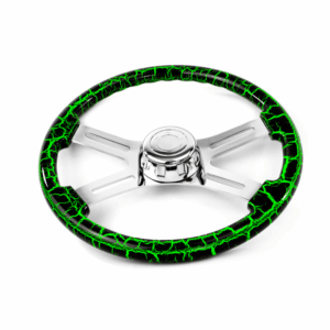 18″ Green Lightning Design Wood Steering Wheel
