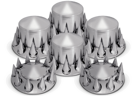 Pointed Axle Cover Combo Kit w/ 33mm Spike Threaded Lug Nut Covers