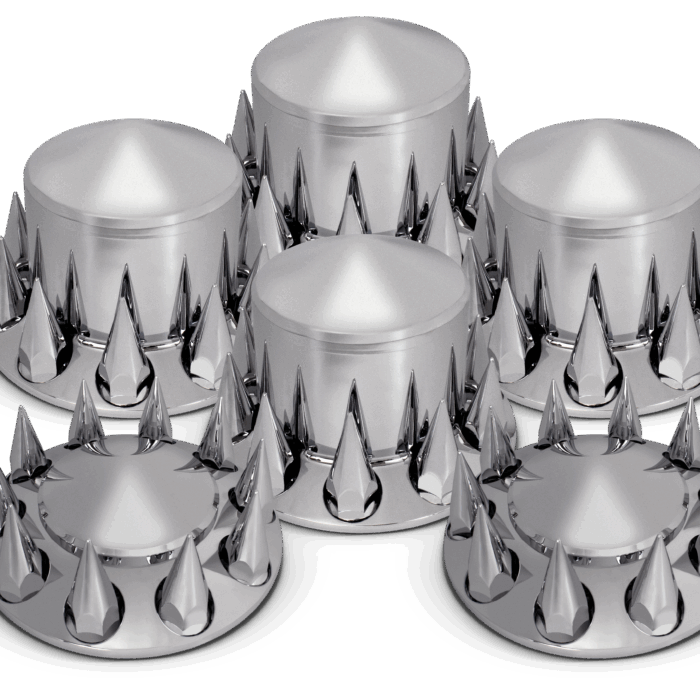 Pointed Axle Cover Combo Kit w/ 33mm Spike Threaded Lug Nut Covers