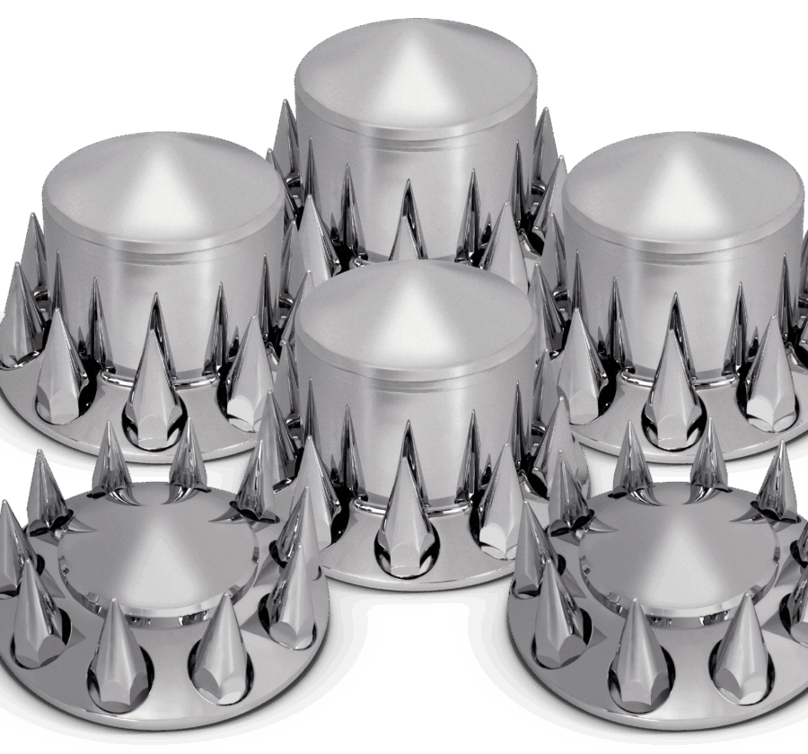 Pointed Axle Cover Combo Kit w/ 33mm Spike Threaded Lug Nut Covers