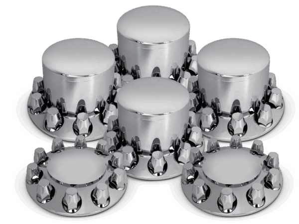 Round Axle Cover Combo Kit w/ 33mm Standard Threaded Lug Nut Covers