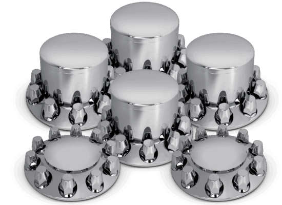 Round Axle Cover Combo Kit w/ 33mm Standard Threaded Lug Nut Covers
