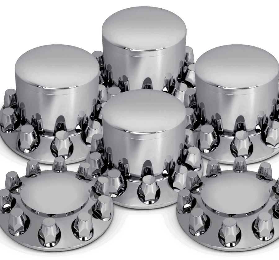 Round Axle Cover Combo Kit w/ 33mm Standard Threaded Lug Nut Covers