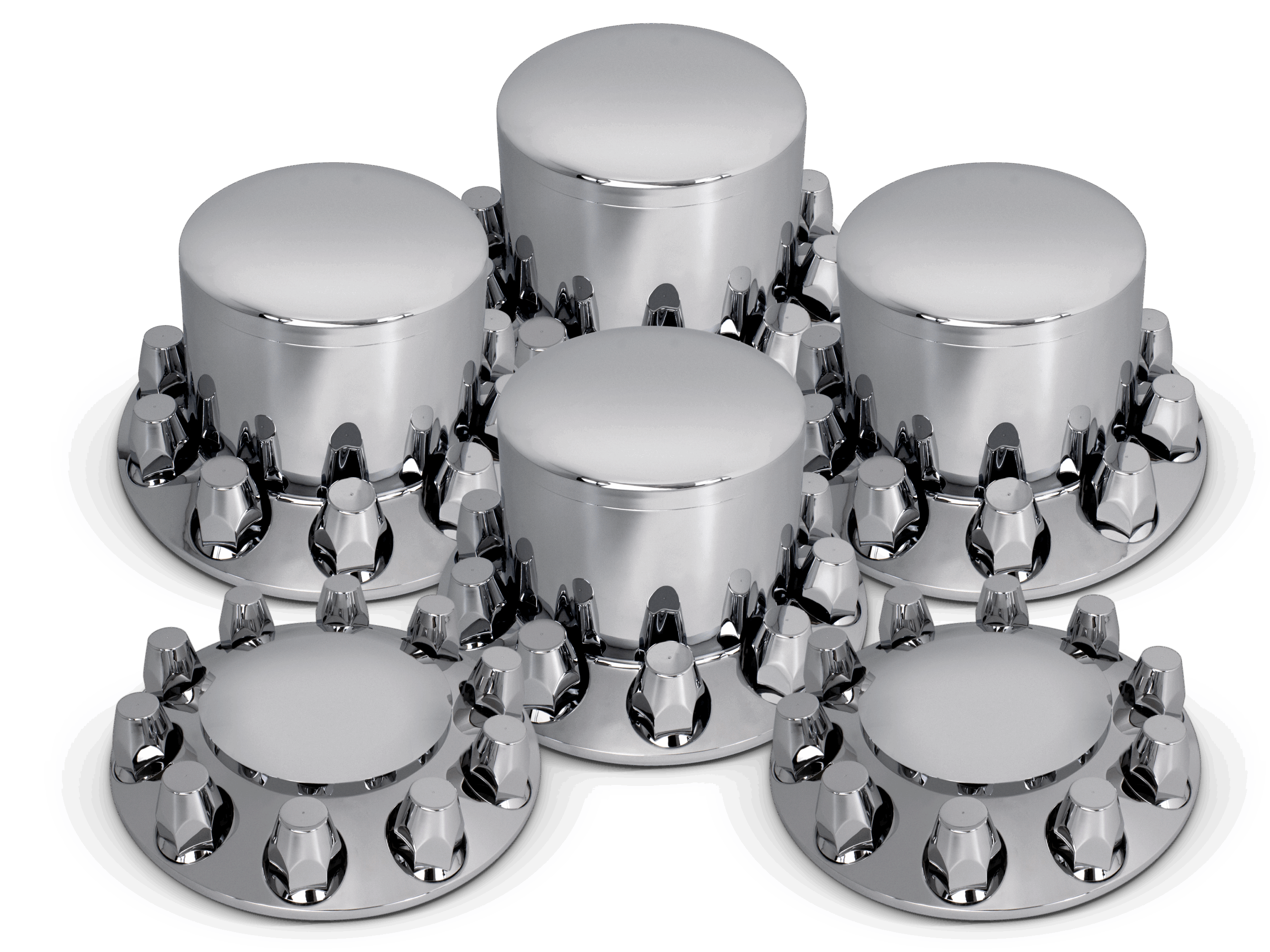 Round Axle Cover Combo Kit w/ 33mm Standard Threaded Lug Nut Covers