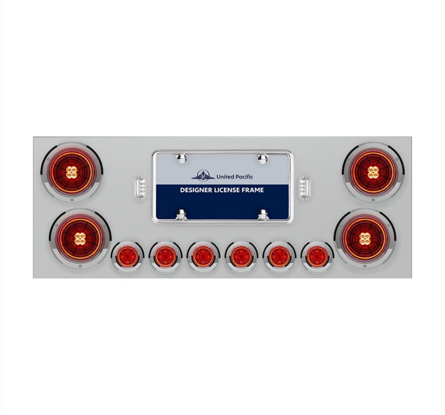 SS Rear Center Panel w/ 4×4″ Abyss Lights & 6×2″ Lights – Red LED/Red Lens