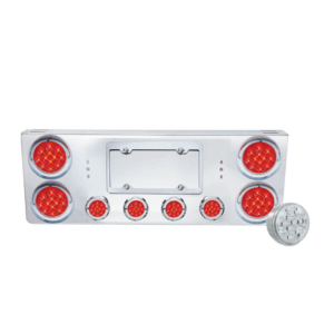 Rear Center Panel w/ 4×4″ & 4×2″ Clear Red Spyder LED Lights